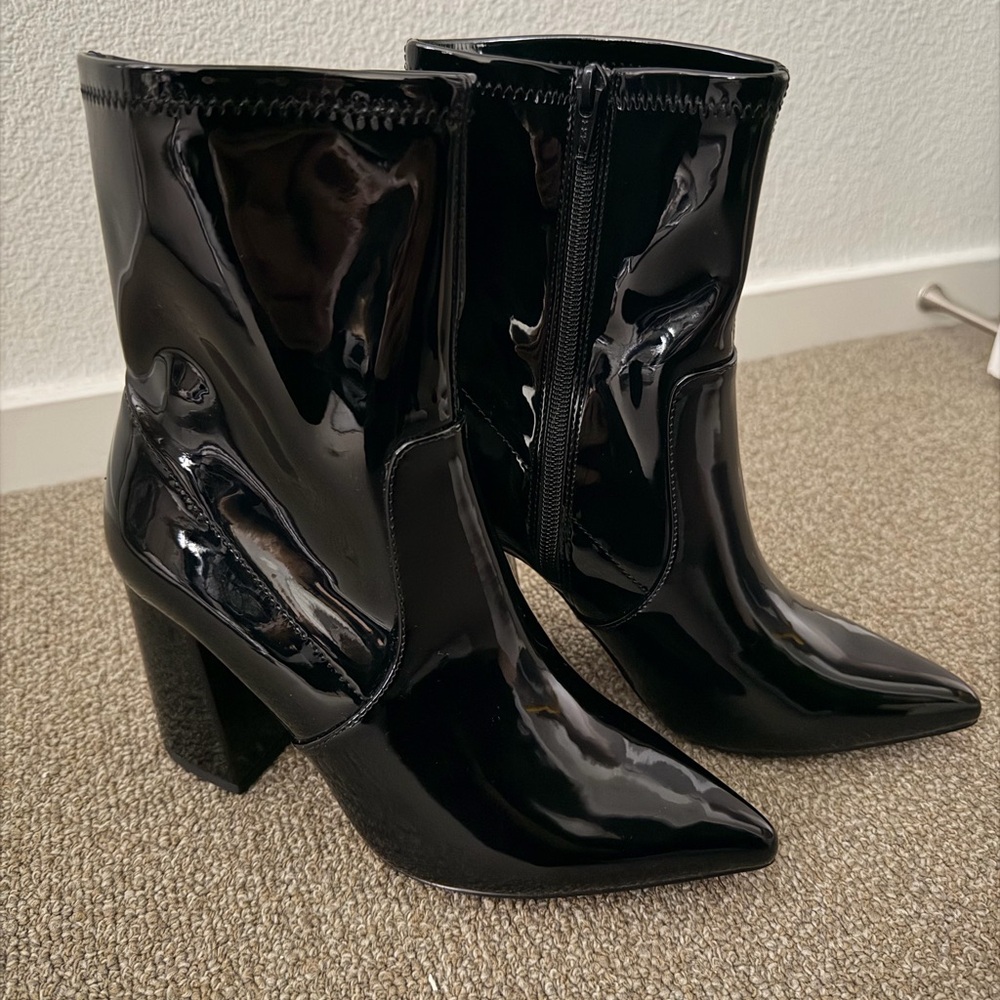 Nordstrom Glossy Black Heeled Boots